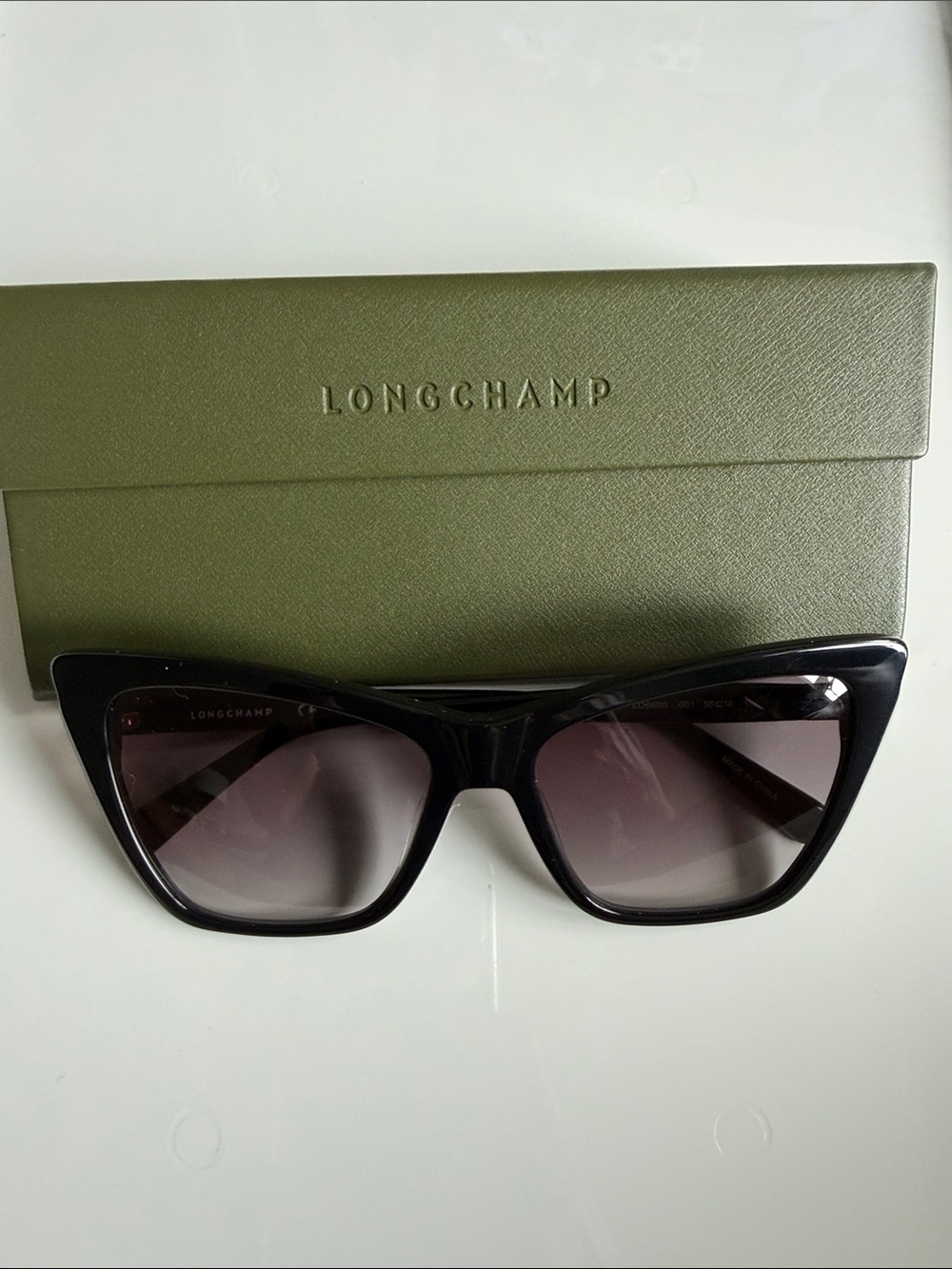 Longchamp Black Cat-Eye Sunglasses with Gradient Smoke Lenses (Style LO669S)